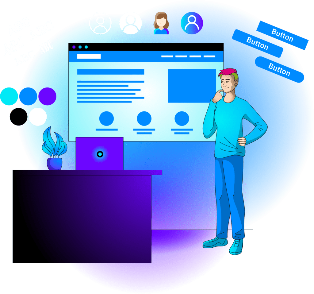 Webdesigner arbeitet an einer massgeschneiderten Website